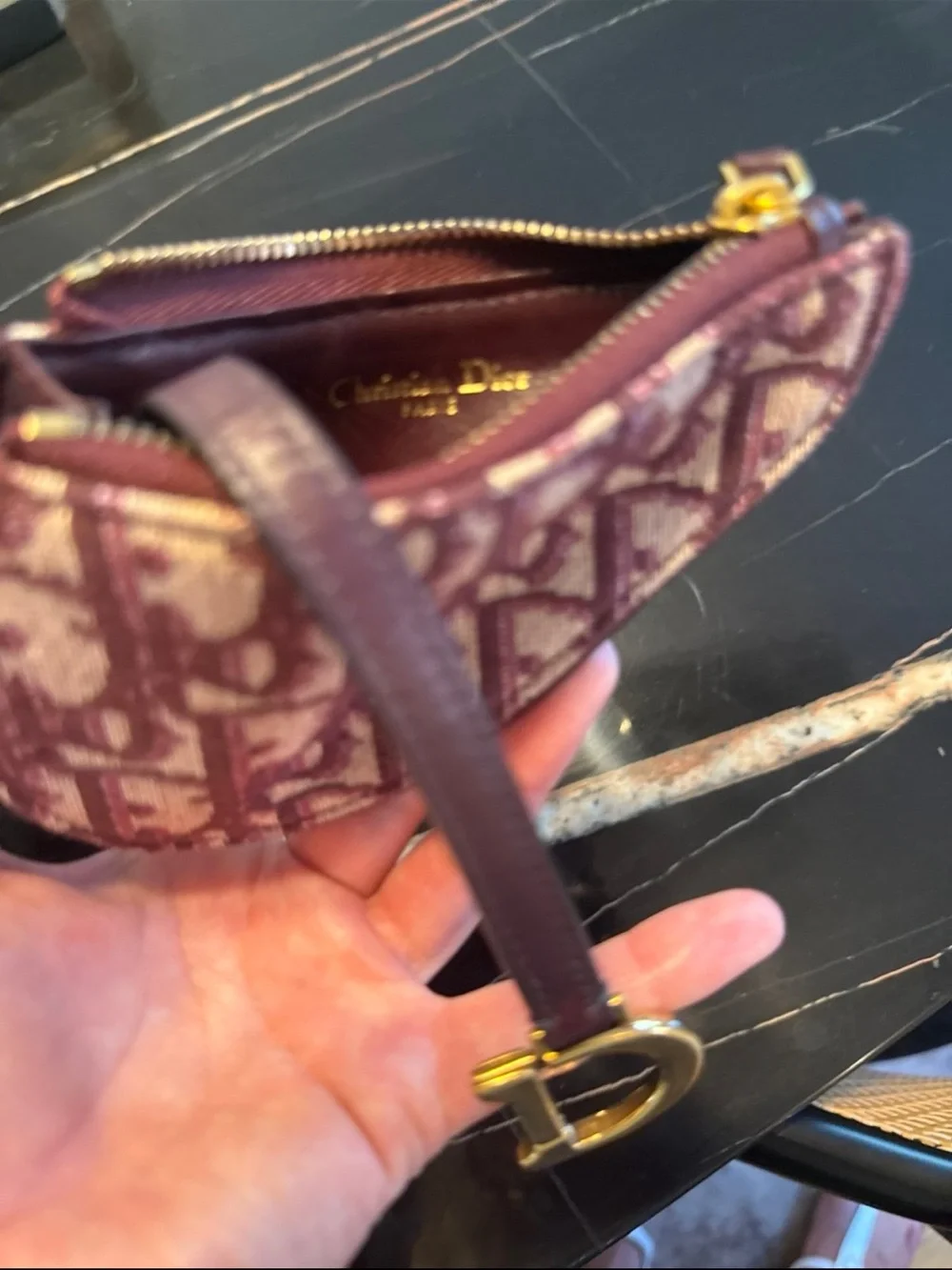 Dior Burgundy   Saddle coin purse